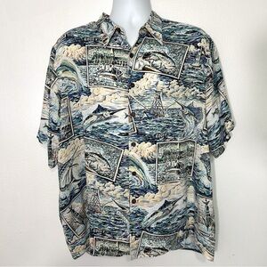Reyn Spooner Mens Size XLARGE Art Of Eddy Y Rayon Shirt